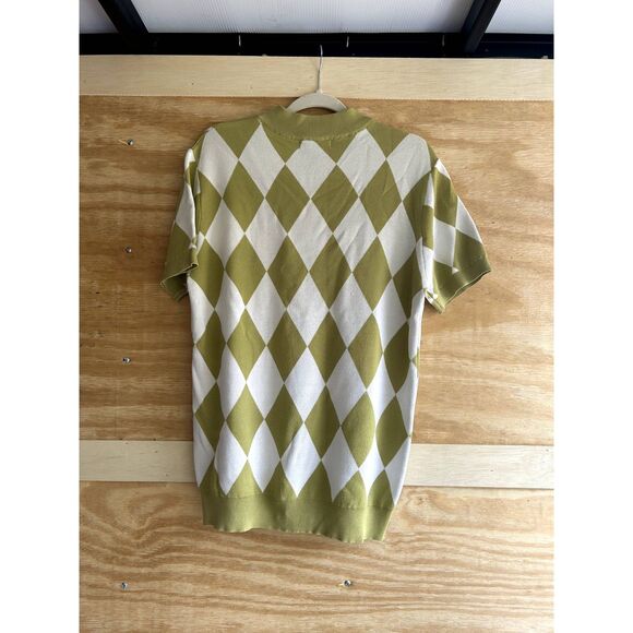 Paul Jones Knit Sweater Light Green Diamond Pattern Mens Size Medium NWT - Picture 3 of 3
